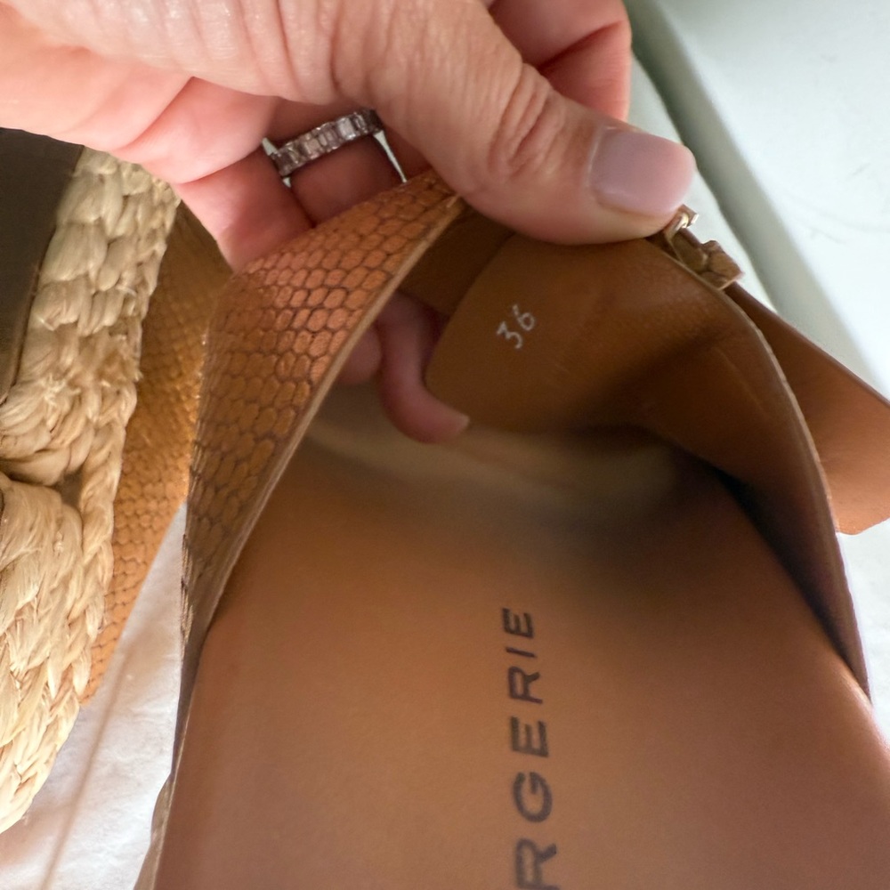 Clergerie Python-Embossed Raffia Flatform Sandals… - image 6